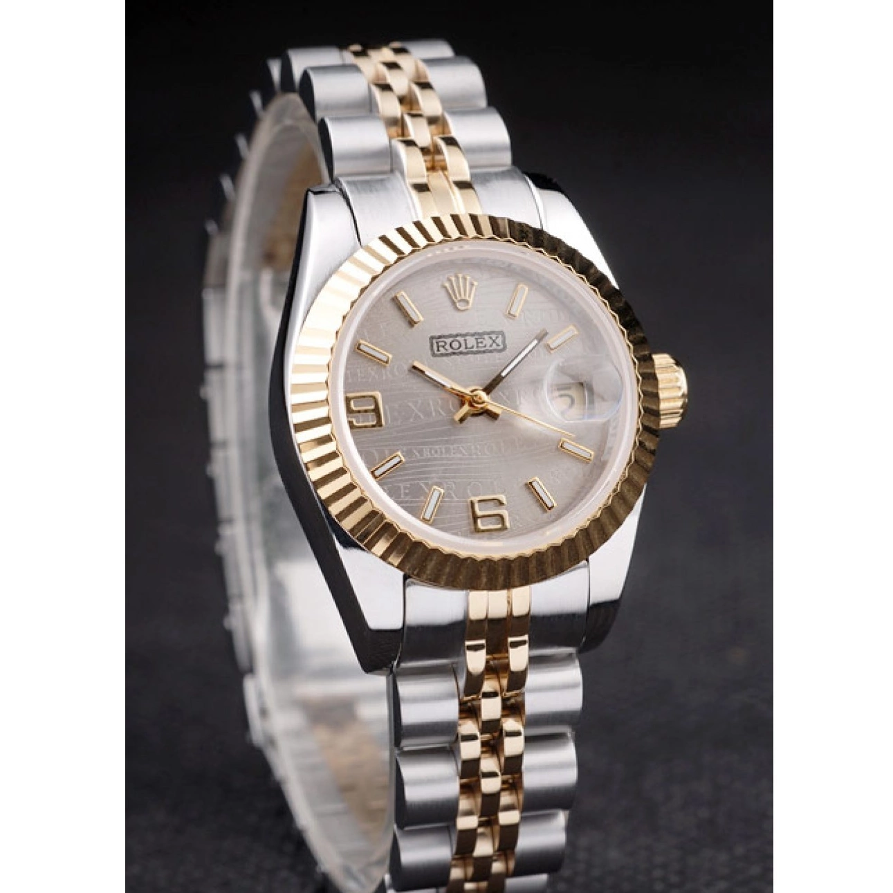 AAA Replica Watches Rolex Steel Two Stainless Gold 98078 Plated Datejust Tone Yellow 0805